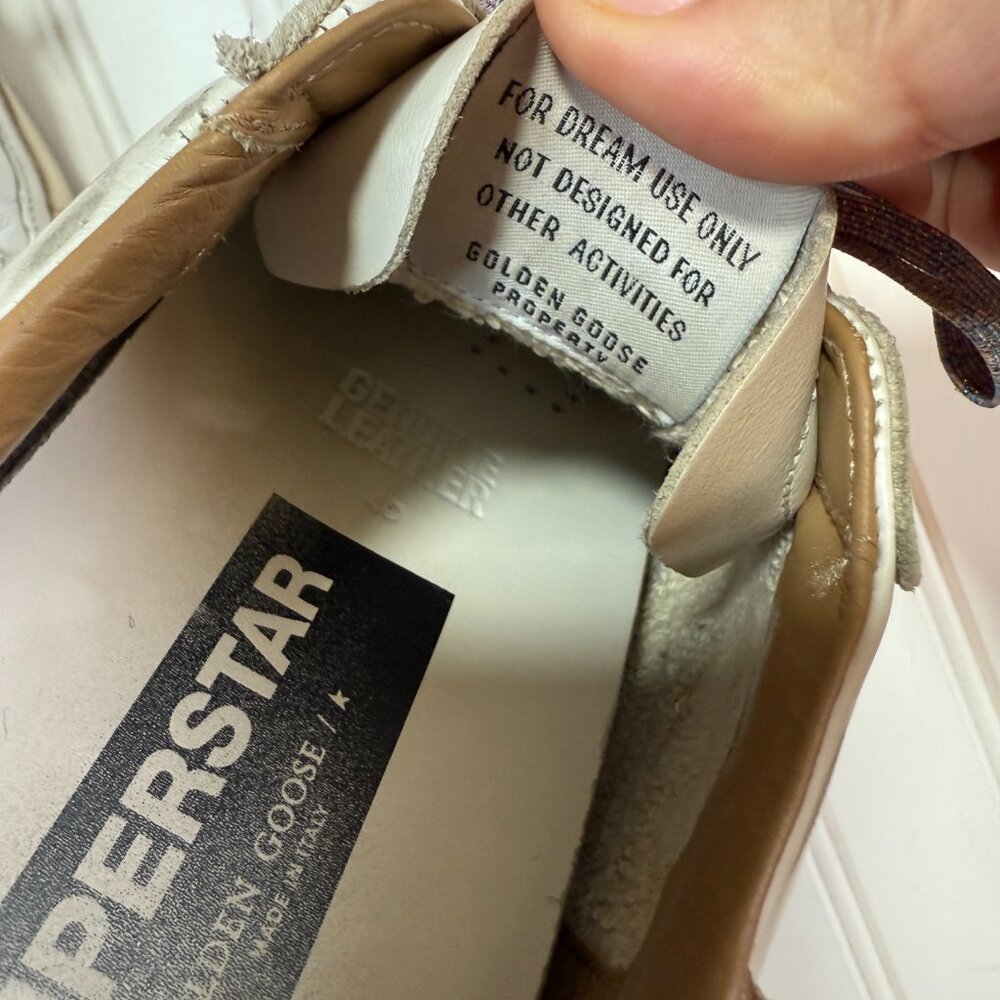 Golden Goose Super-Star Sneaker White with beigebrown heel size 40 / 10 - Picture 7 of 8